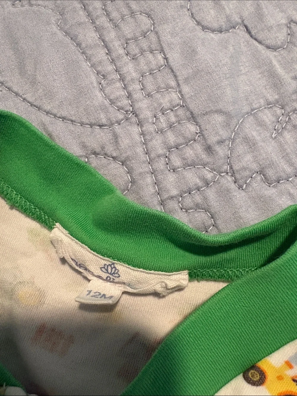 Magnolia Baby Green-Trim Tractor Print Baby One-Piece